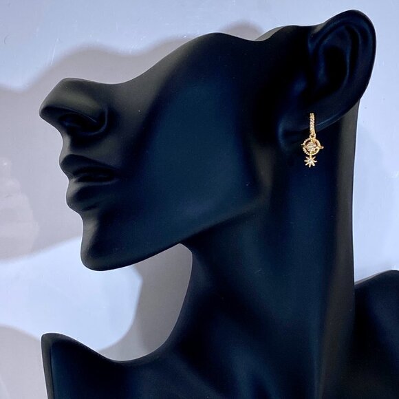 6 Gold Plated Sterling Silver Planets and Stars Earrings - Picture 2 of 7